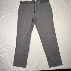 Haggar Mens Straight Fit Flat Front Gray Chinos Pants Size 36 x 32